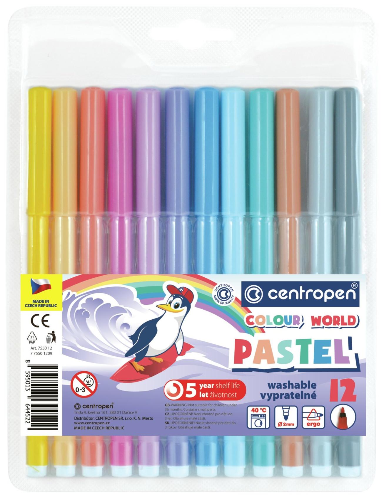 Popisova Centropen 7550/12ks pastelov barvy