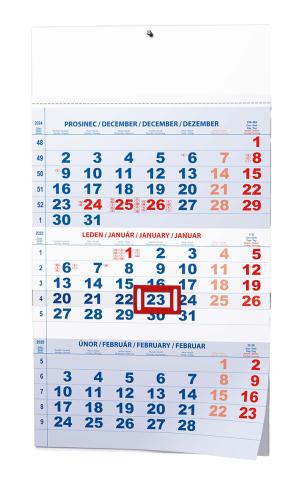 Kalendář nástěnný tříměsíční modrý BNC1