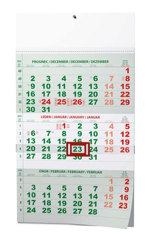 Kalendář nástěnný tříměsíční zelený BNC2