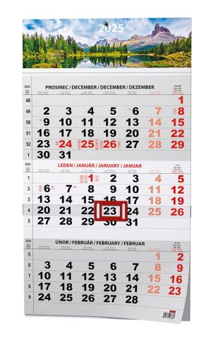 Kalendář nástěnný tříměsíční černý Příroda BNC7