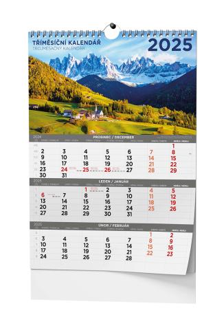 Kalendář nástěnný tříměsíční obrázkový BNC8