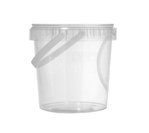 Plastový kbelík  transparent potravinový s víčkem a uchem 870ml